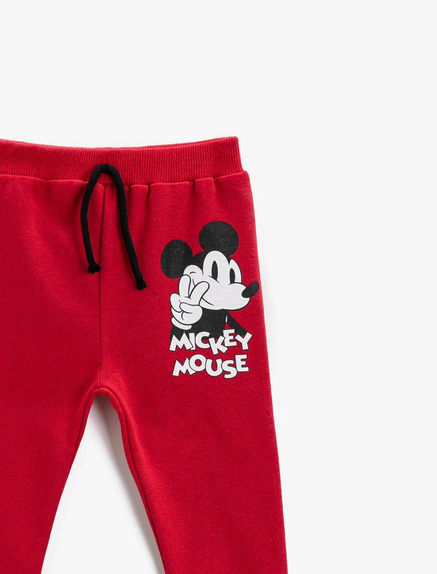  Erkek Bebek Mickey Mouse Baskılı Belden Bağlamalı Jogger Eşofman Altı Lisanslı