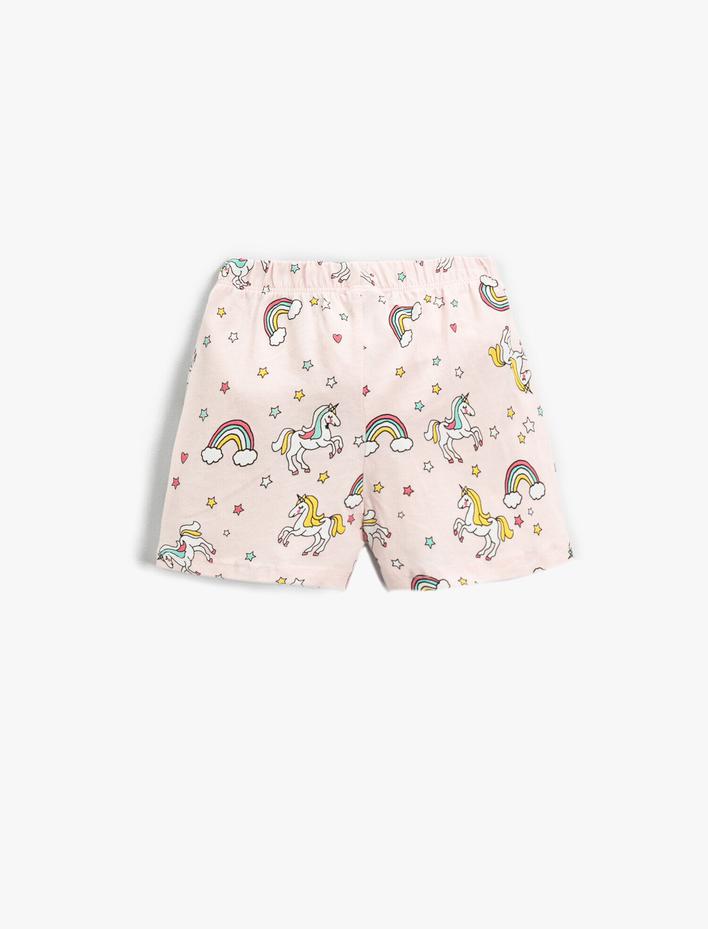 Kız Bebek Unicorn Baskılı Şort Beli Lastikli Pamuklu