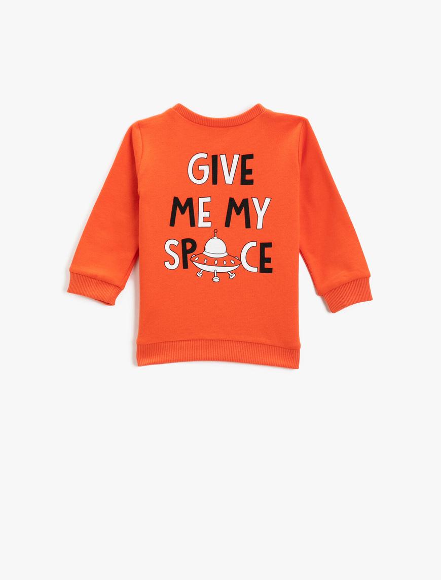  Erkek Bebek Baskılı Sweatshirt Bisiklet Yaka Pamuklu