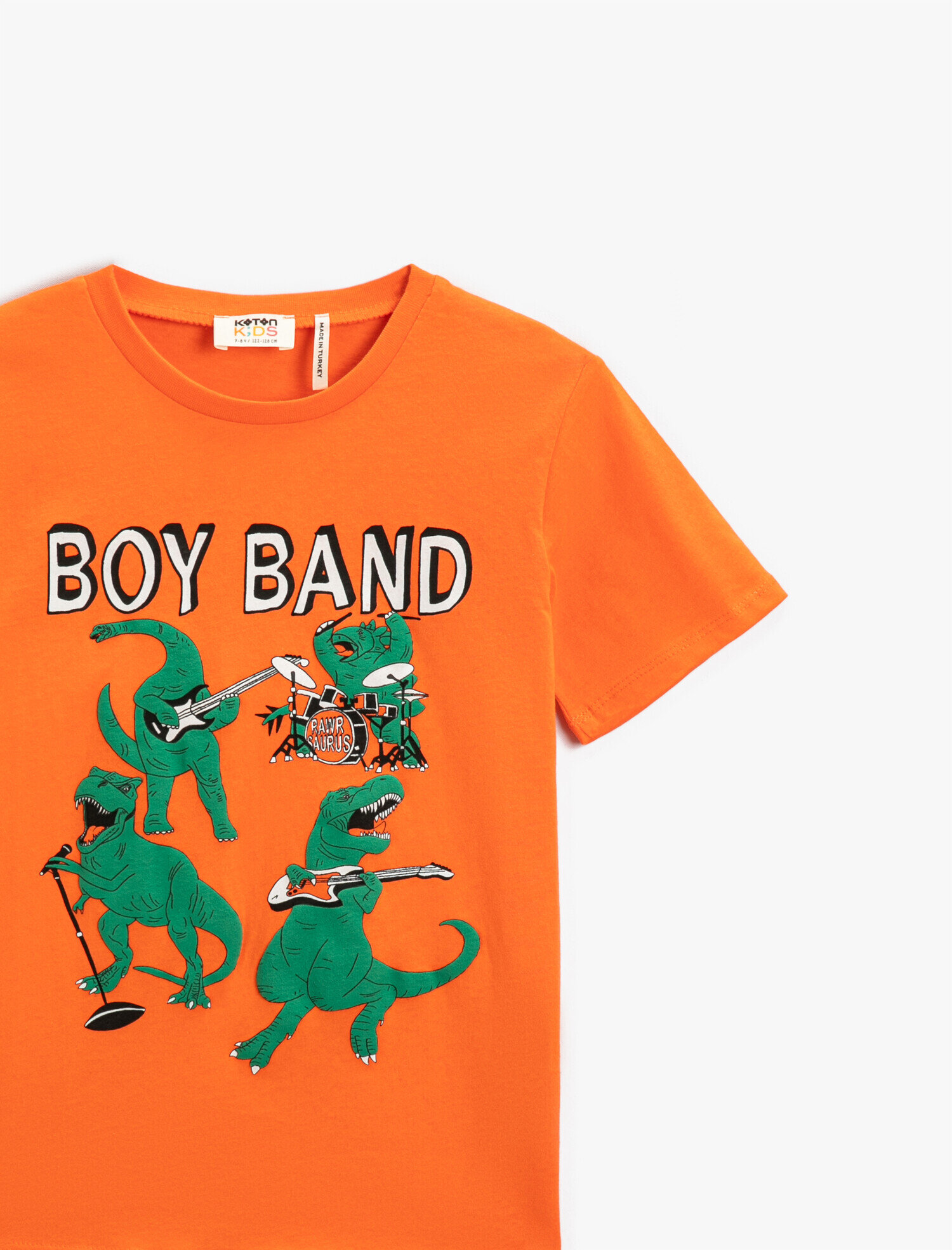  Erkek Çocuk Dinozor Baskılı Kısa Kollu Tişört Pamuklu