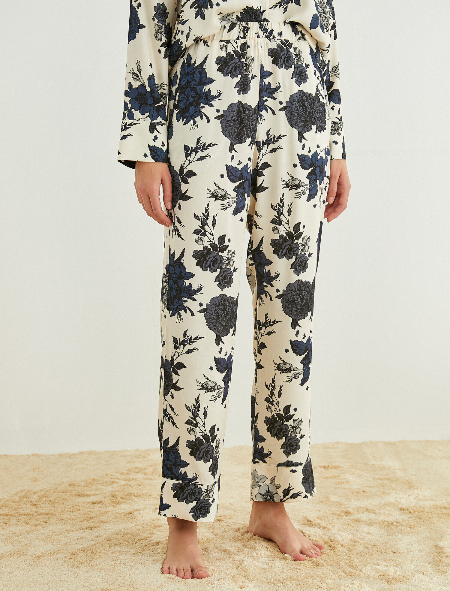   Desenli Beli Lastikli Pijama Altı