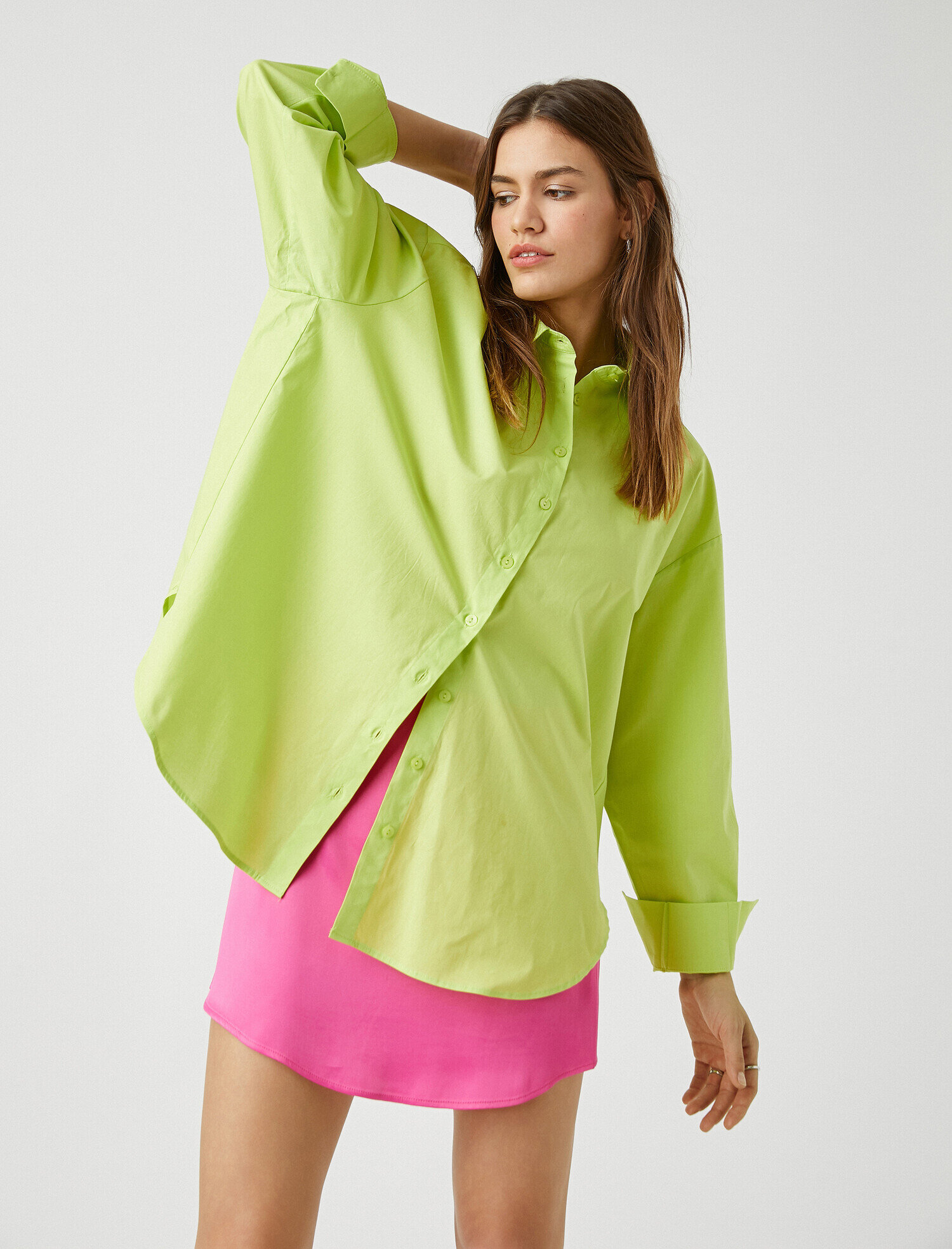 Uzun Kollu Poplin Oversize Gömlek