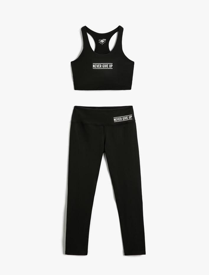  Baskılı Spor Tayt ve Sütyeni 2'li Paket