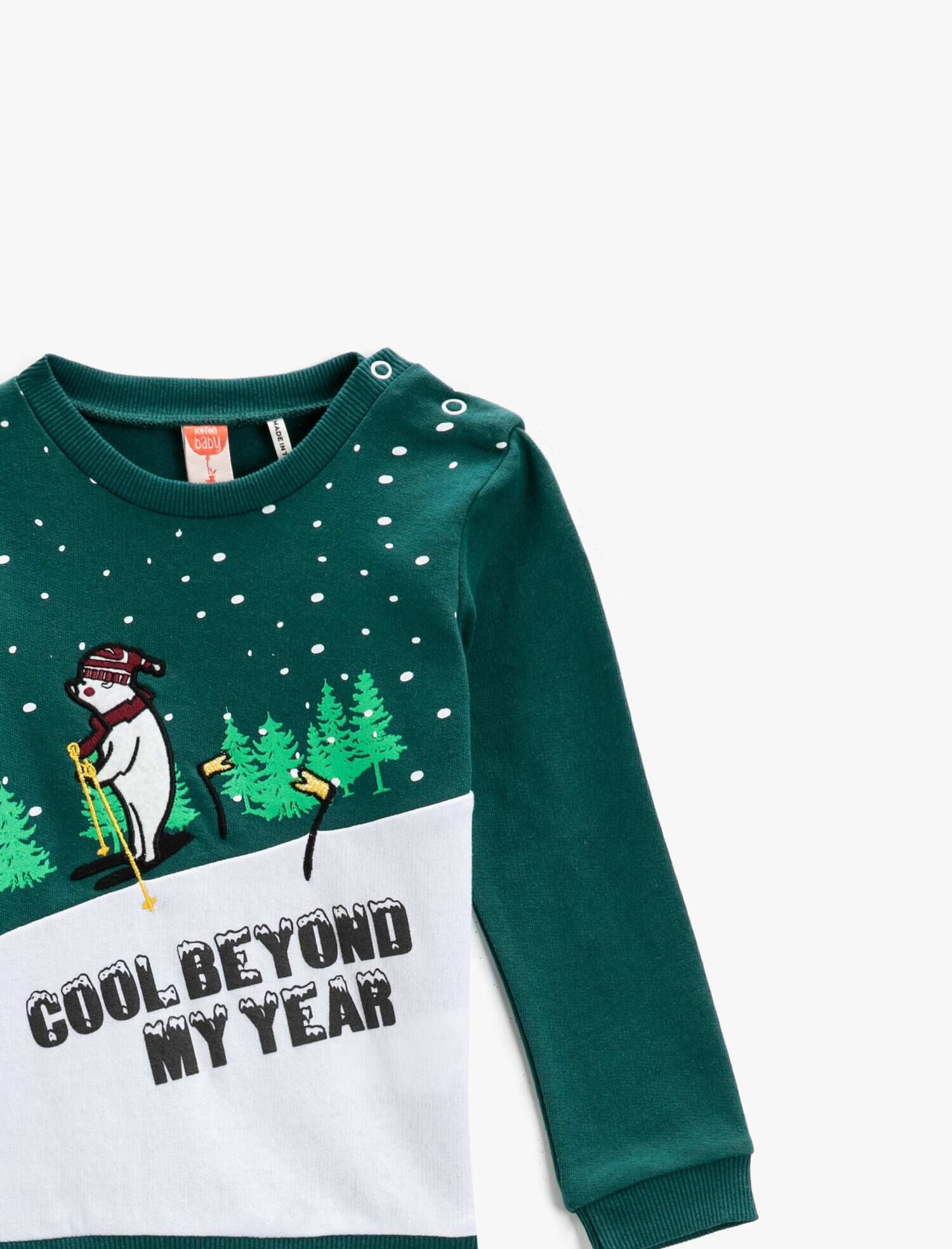  Erkek Bebek Baskılı Bisiklet Yaka Sweatshirt Pamuklu