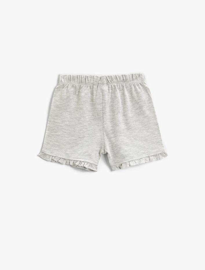 Kız Bebek Baskılı Beli Lastikli Şort