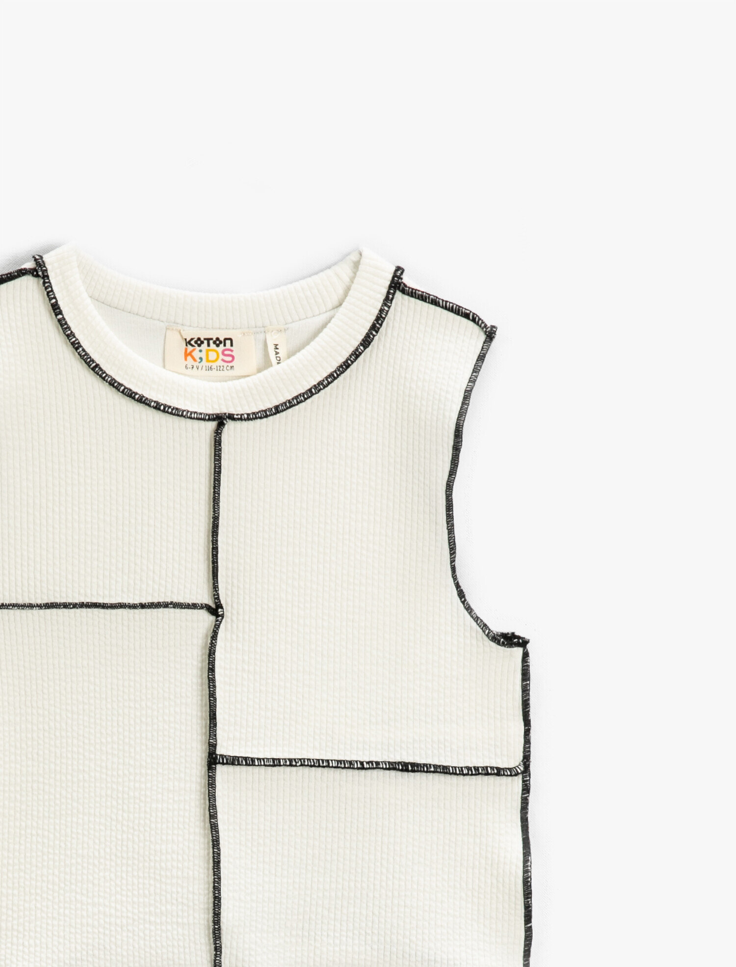  Kız Çocuk Crop Atlet Süs Dikişli Bloklu