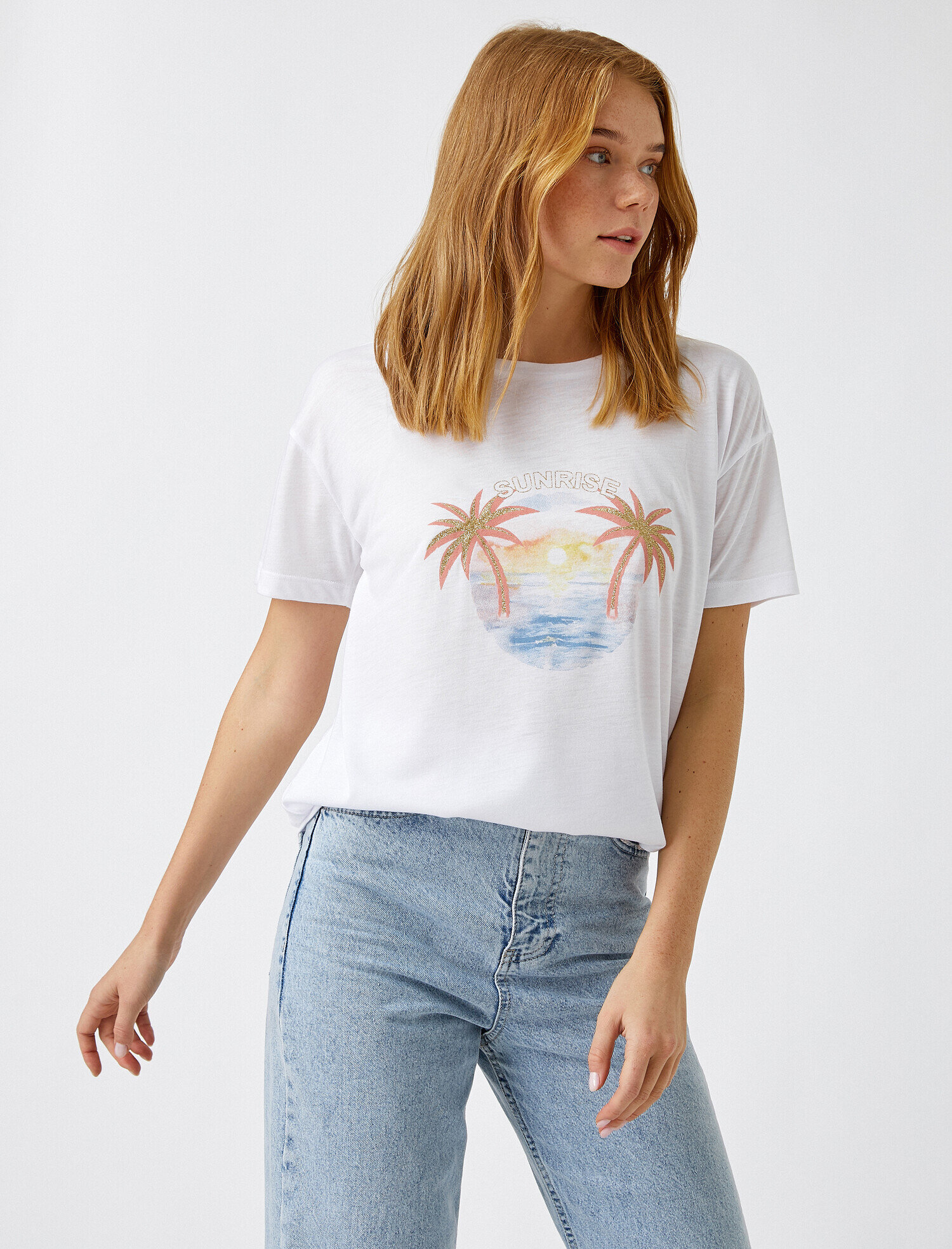   Bisiklet Yaka Baskılı Tişört