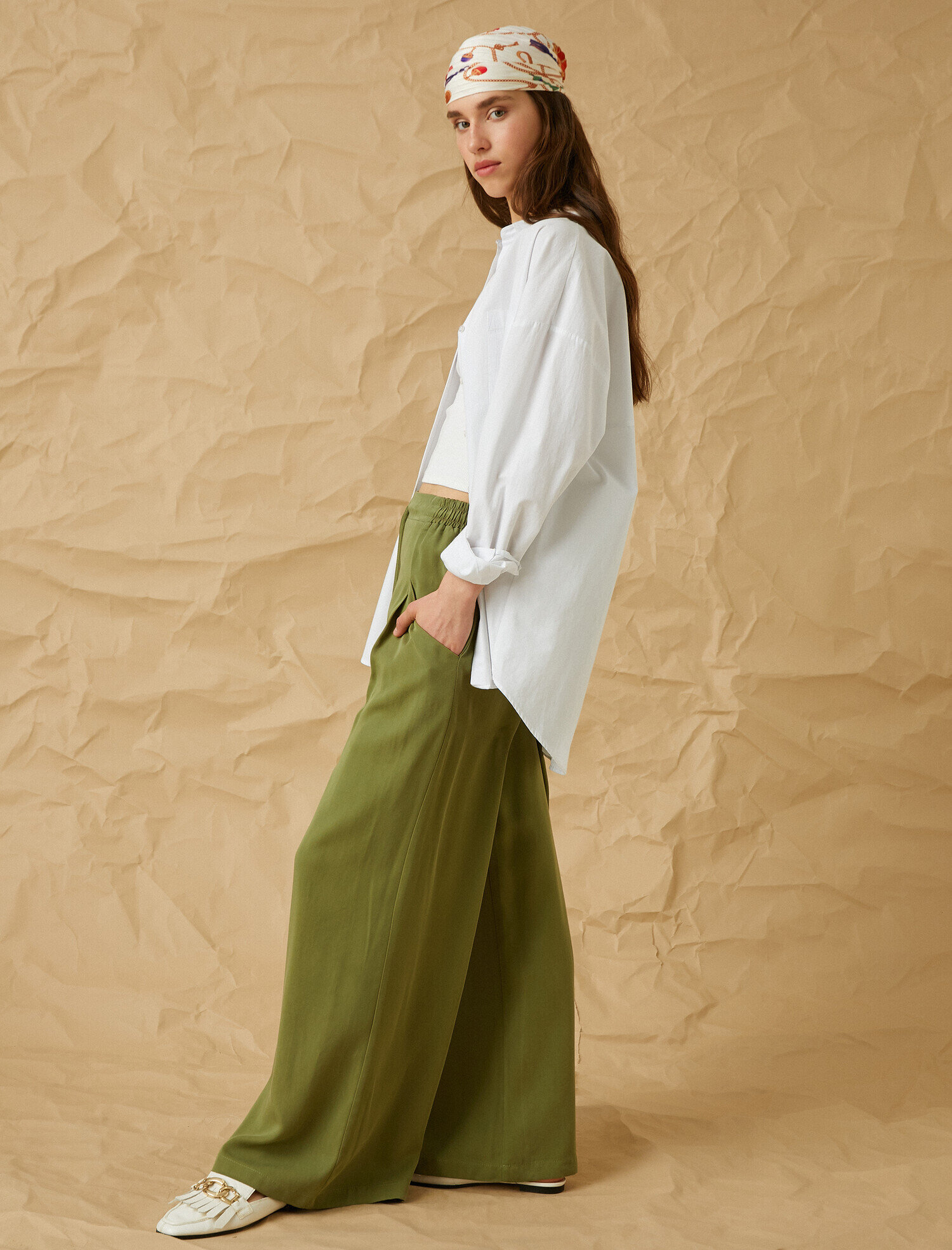   Beli Bağlamalı Bol Paça Pantolon