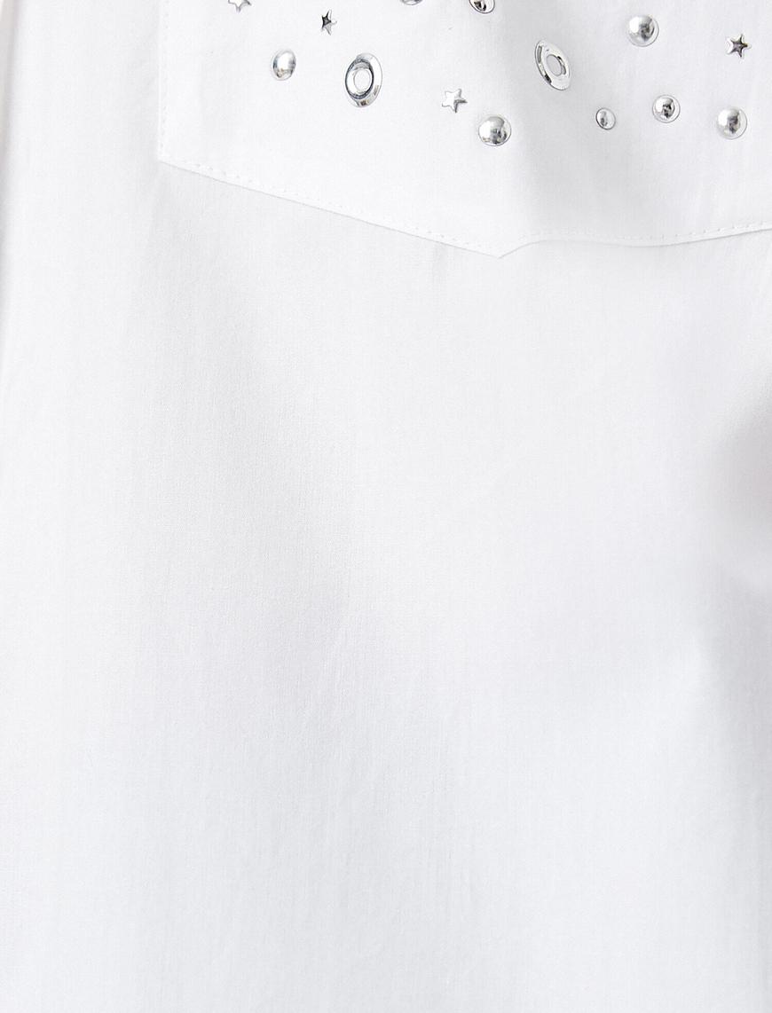   Metal İşlemeli Oversize Poplin Gömlek