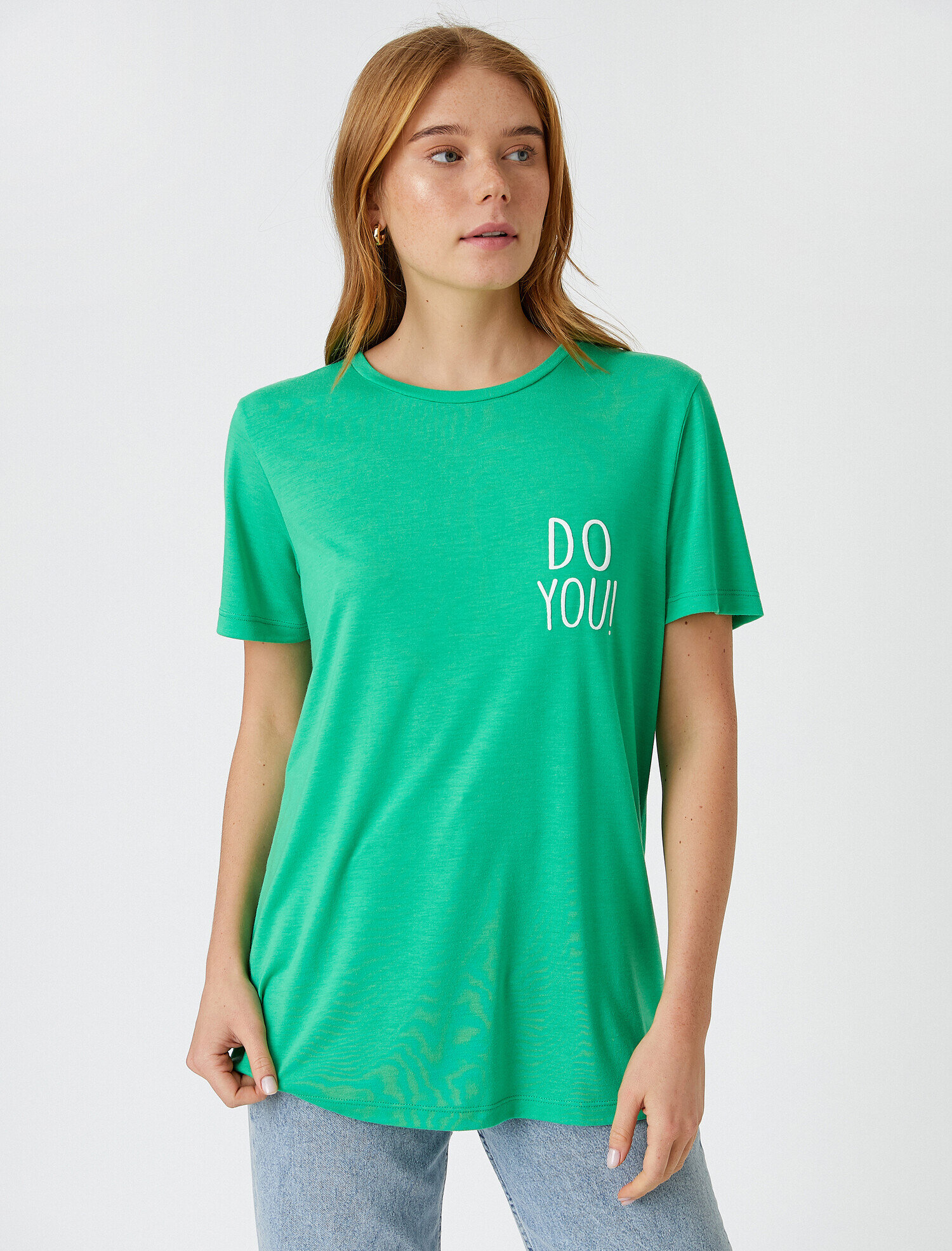   Bisiklet Yaka Kısa Kollu Baskılı Tişört