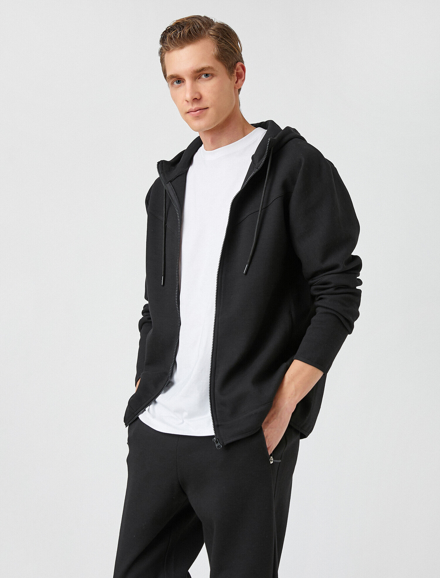   Pamuklu Kapüşonlu Fermuarlı Sweatshirt