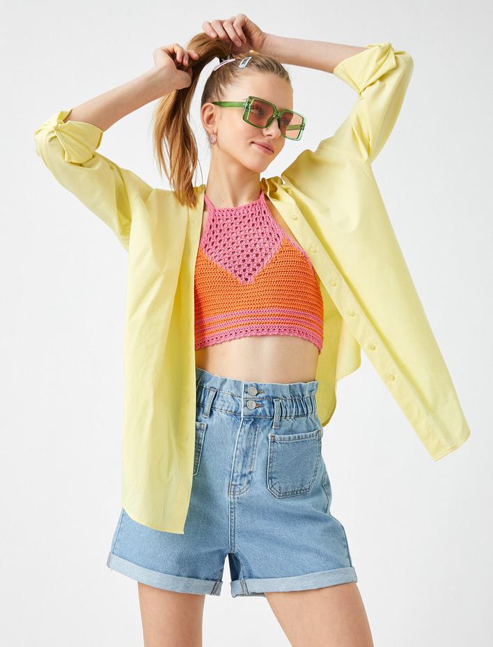  Yüksek Bel Kot Şort