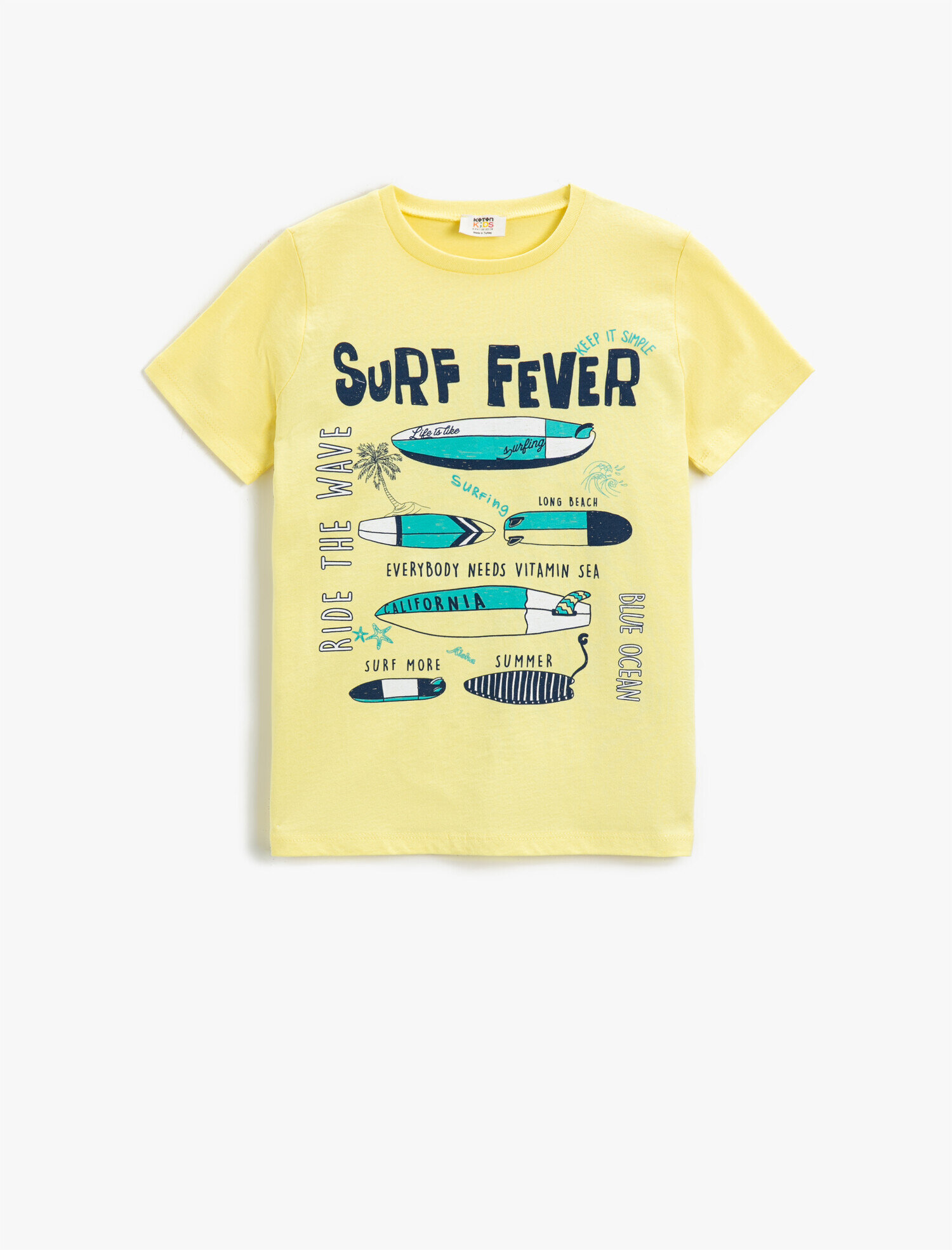  Erkek Çocuk Sörf Baskılı Kısa Kollu Tişört Pamuklu
