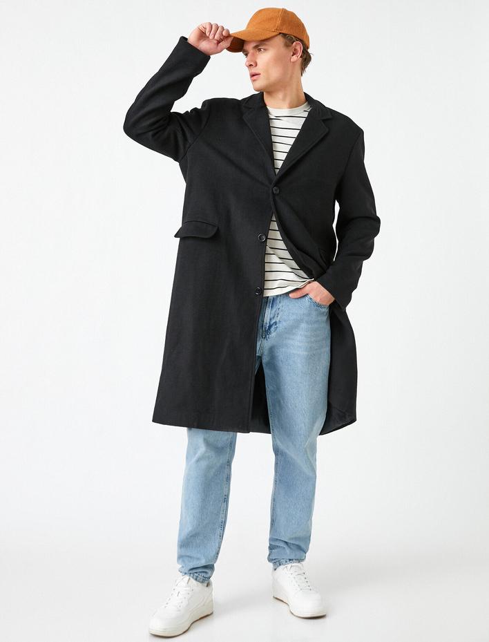  Basic Kaşe Kaban Düğme Detaylı