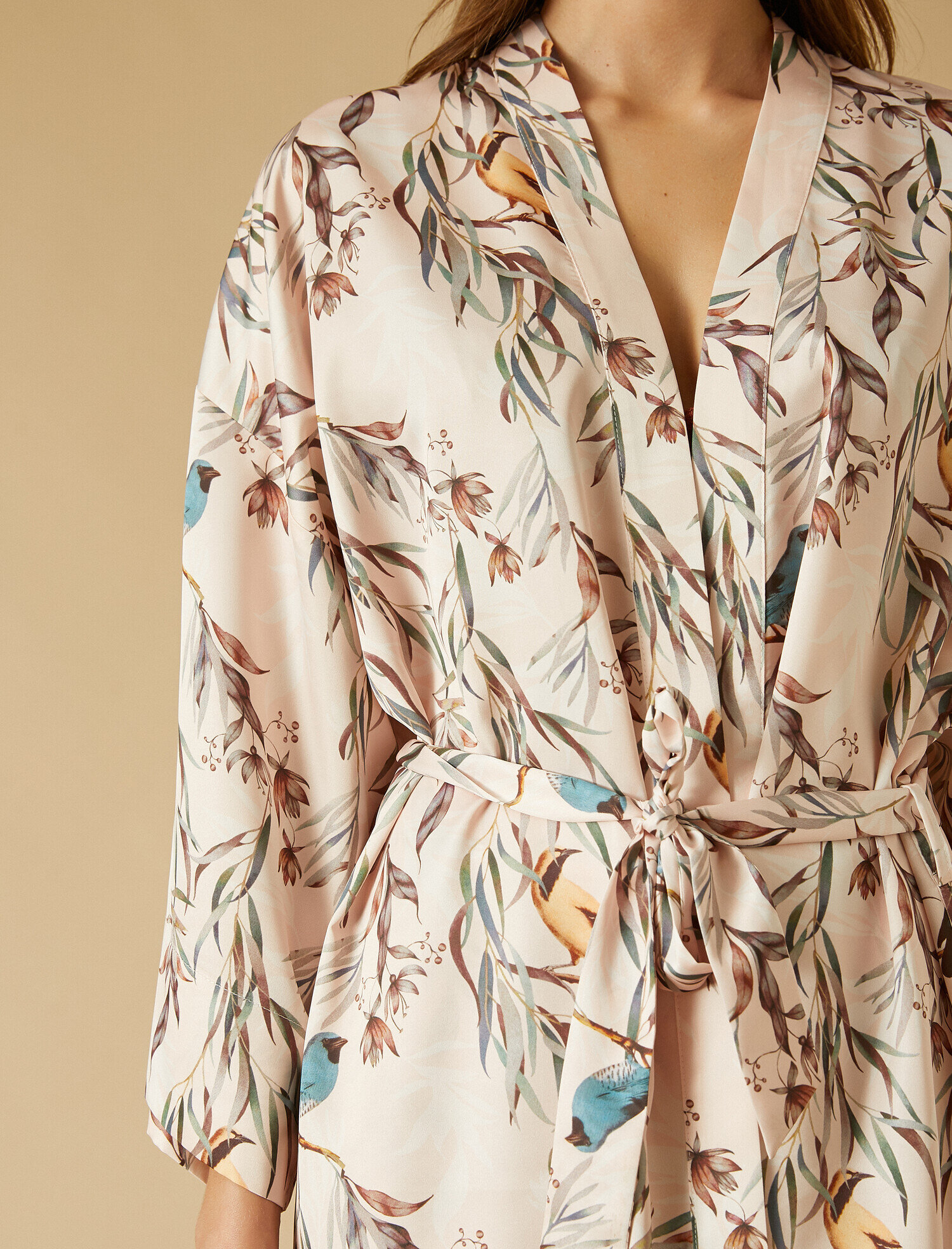   Desenli Kuşaklı Sabahlık