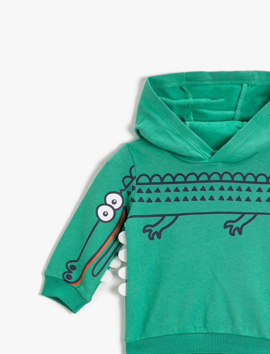  Erkek Bebek Timsah Baskılı Sweatshirt Pamuklu