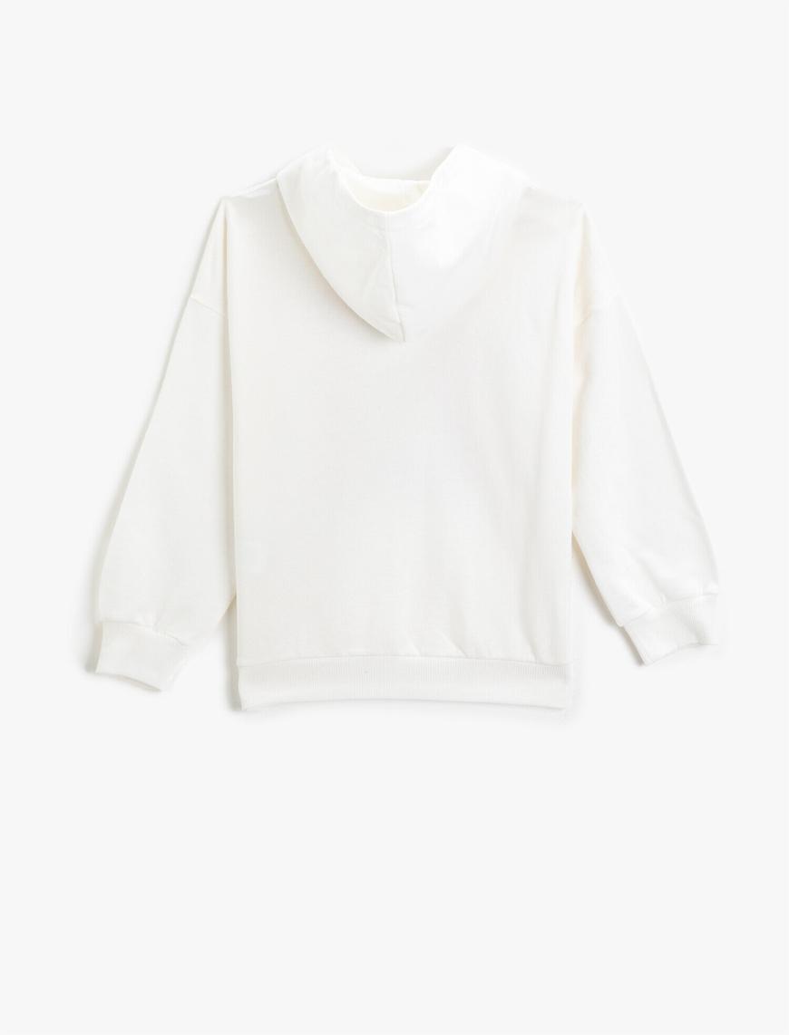  Kız Çocuk Yılbaşı Temalı Kapşonlu Sweatshirt Pamuklu Uzun Kollu