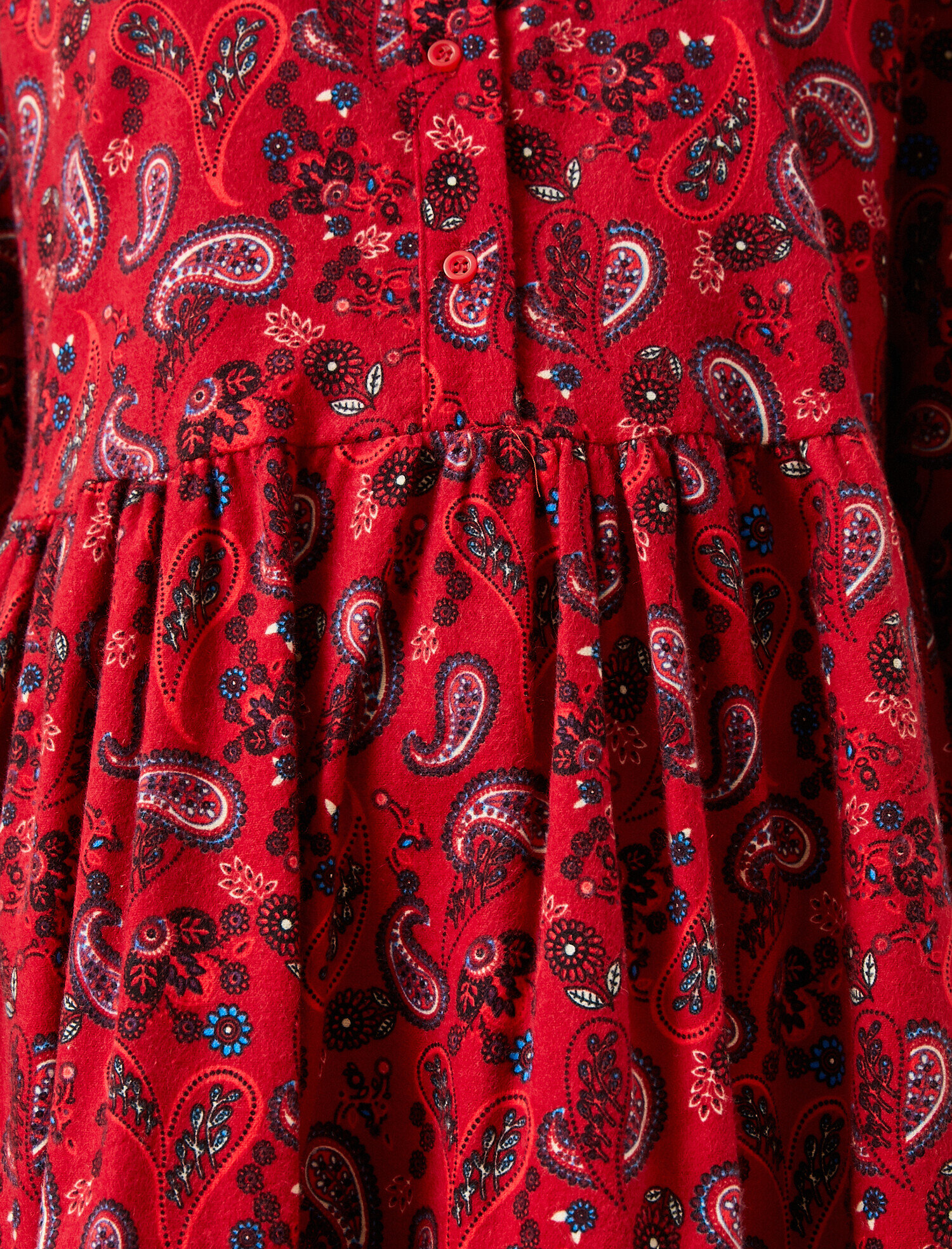   Şal Desenli Uzun Kollu Fırfırlı Elbise