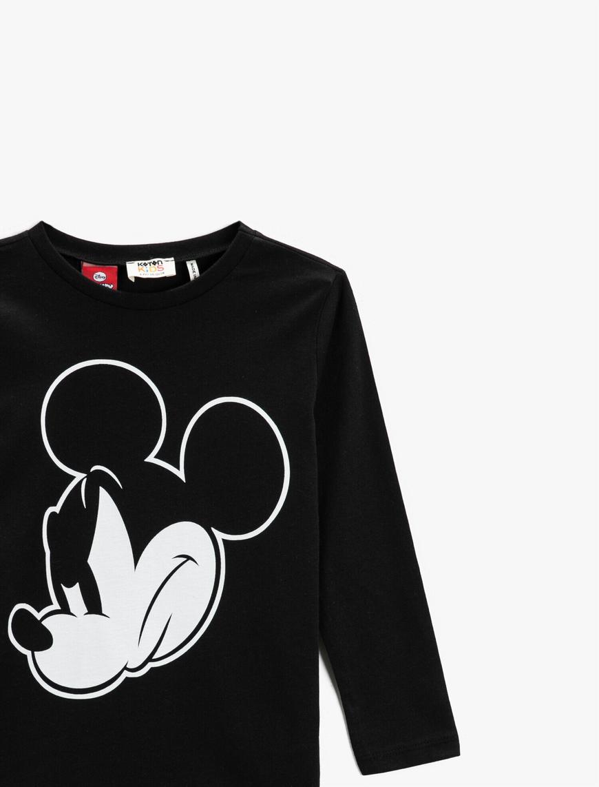  Erkek Çocuk Mickey Mouse Lisanslı Baskılı Tişört Uzun Kollu Pamuklu