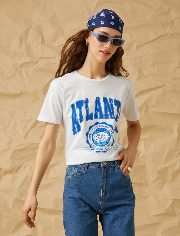  Baskılı Kısa Kollu Pamuklu Tişört