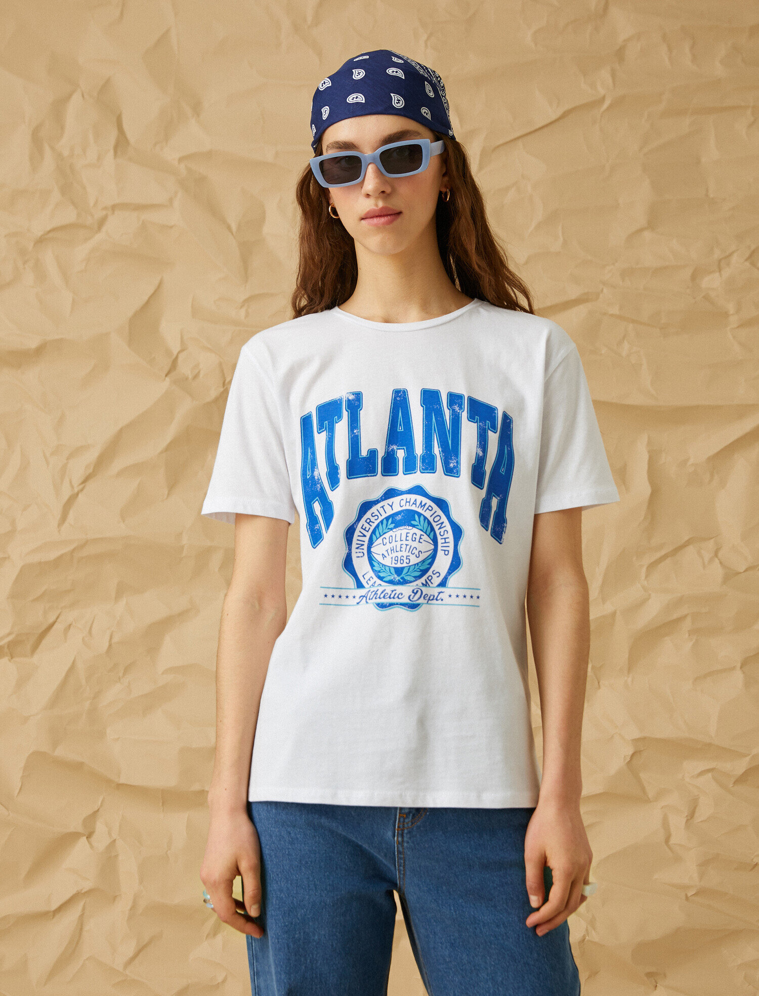   Baskılı Kısa Kollu Pamuklu Tişört