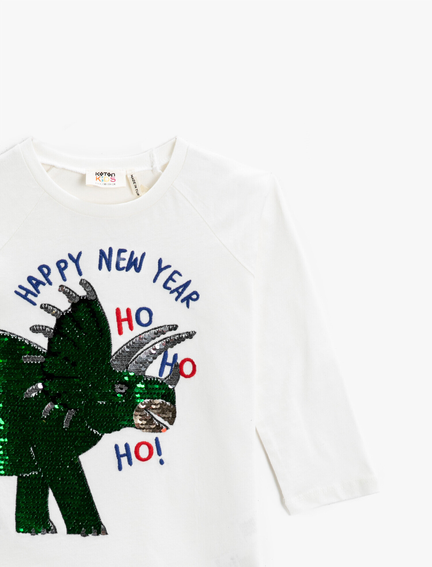  Erkek Çocuk Yeni Yıl Baskılı Pullu Tişört Uzun Kollu Pamuklu