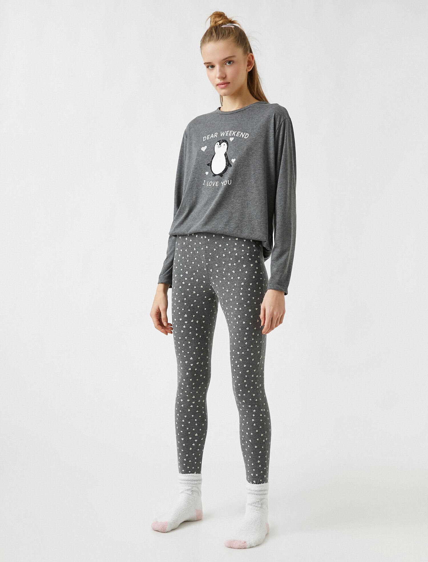   Baskılı Uzun Kollu Pijama Takımı