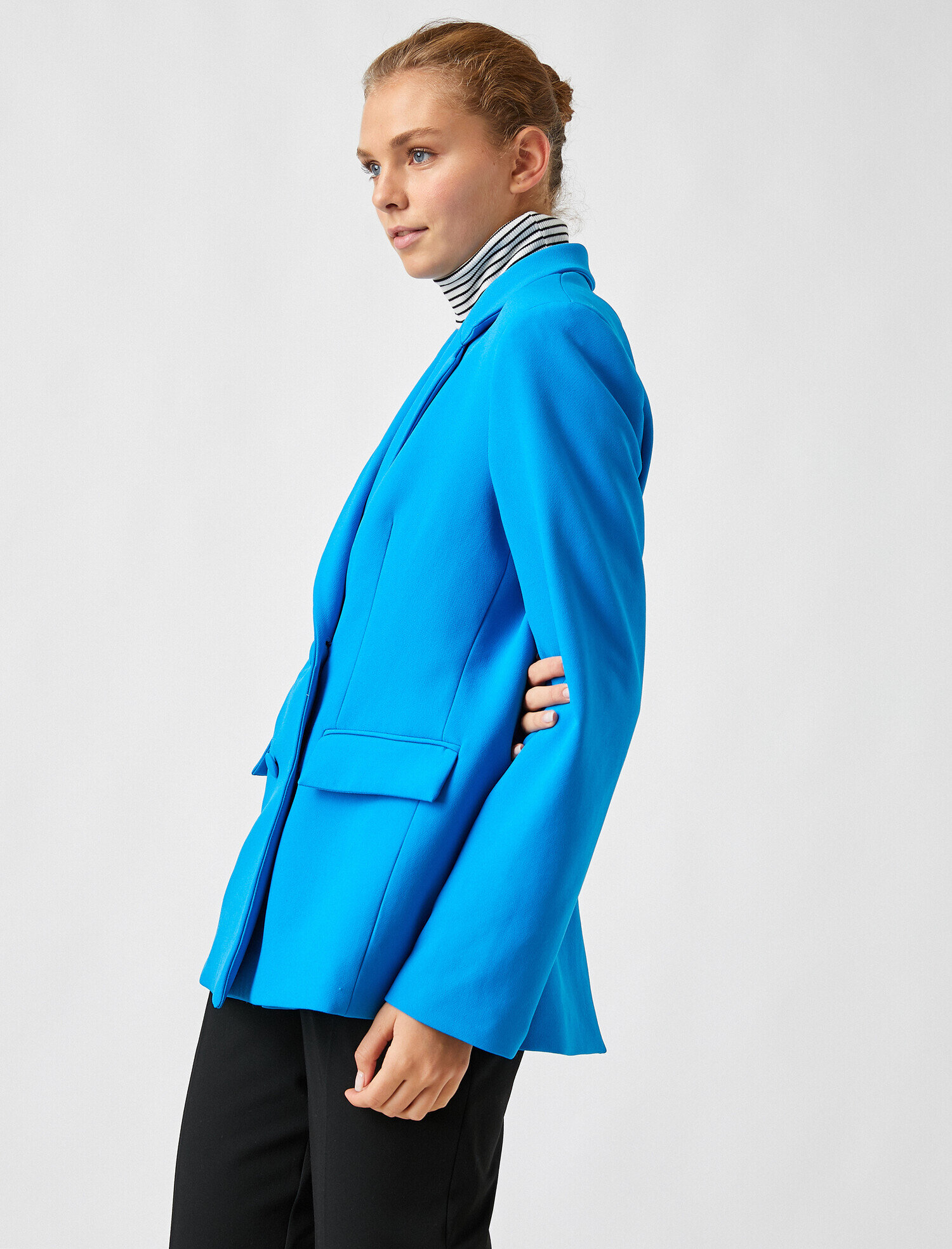   Kruvaze Düğmeli Katlı Yaka Blazer Ceket