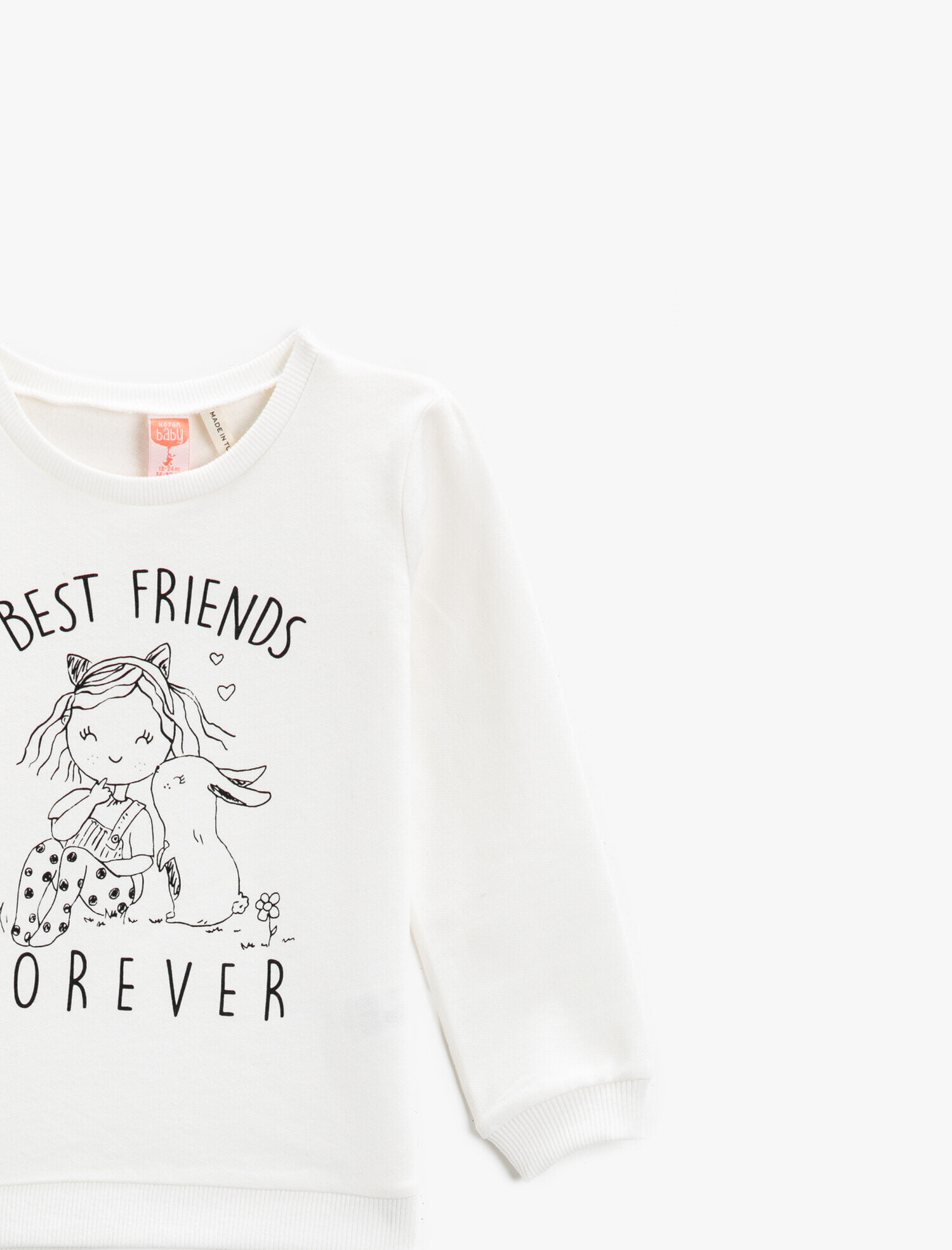  Kız Bebek Eşofman Takımı Baskılı Sweatshirt ve Eşofman Altı Pamuklu