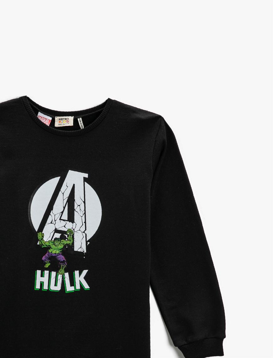  Erkek Çocuk Hulk Lisanslı Baskılı Sweatshirt Uzun Kollu