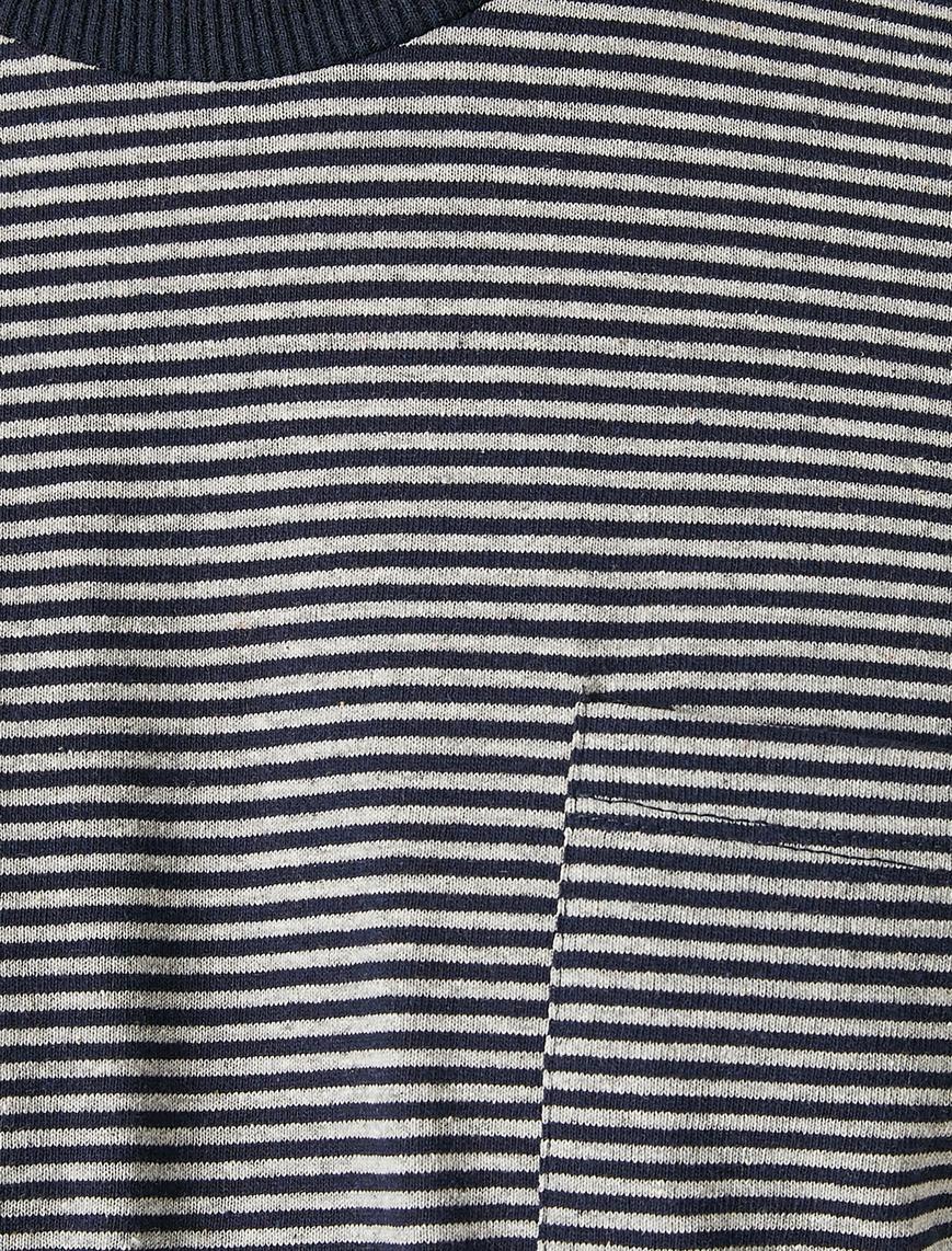   Cepli Çizgili Basic Tişört