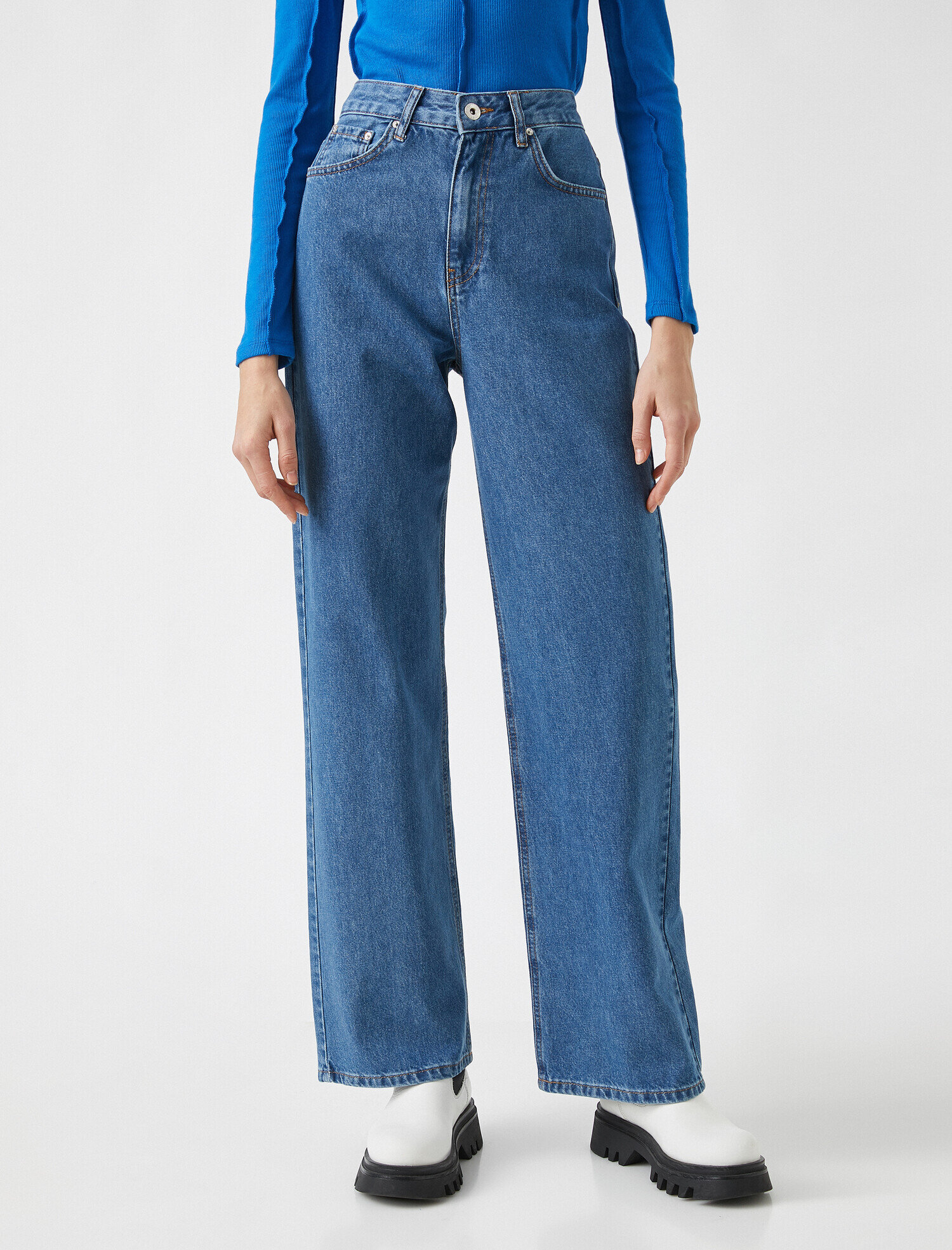   Yüksek Bel Bol Paça Kot Pantolon - Bianca Jean