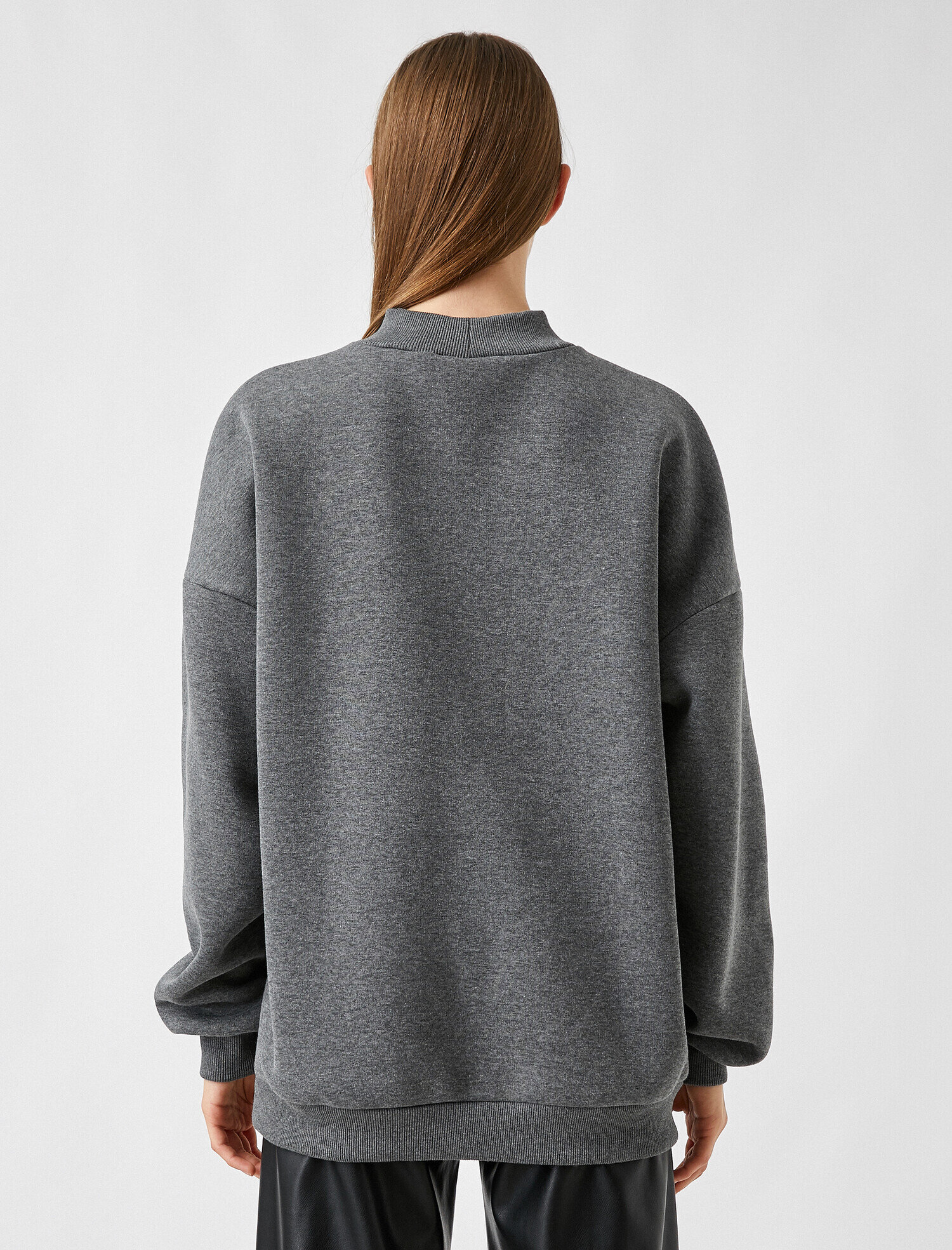   Bisiklet Yaka Baskılı Oversize Sweatshirt