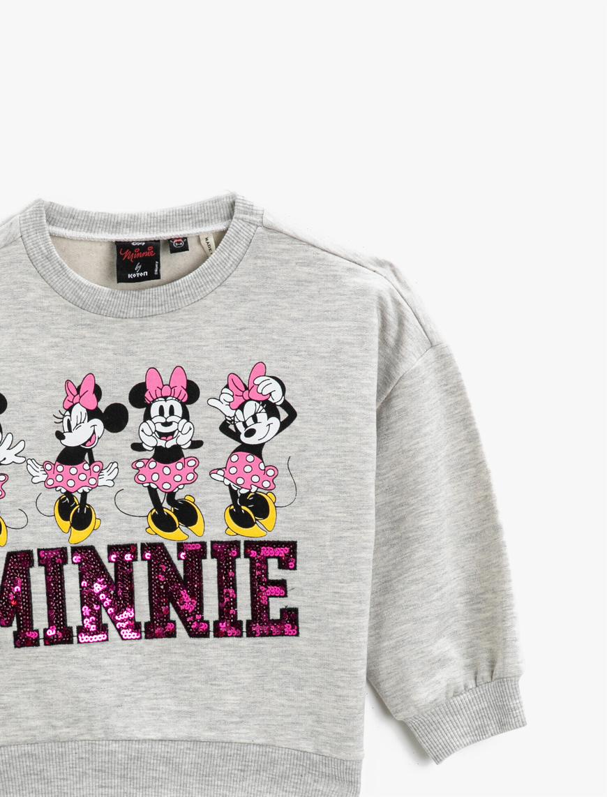  Kız Çocuk Minnie Mouse Lisanslı Baskılı Payetli Sweatshirt