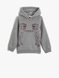 Rottweiler Köpek Baskılı Kapüşonlu Sweatshirt