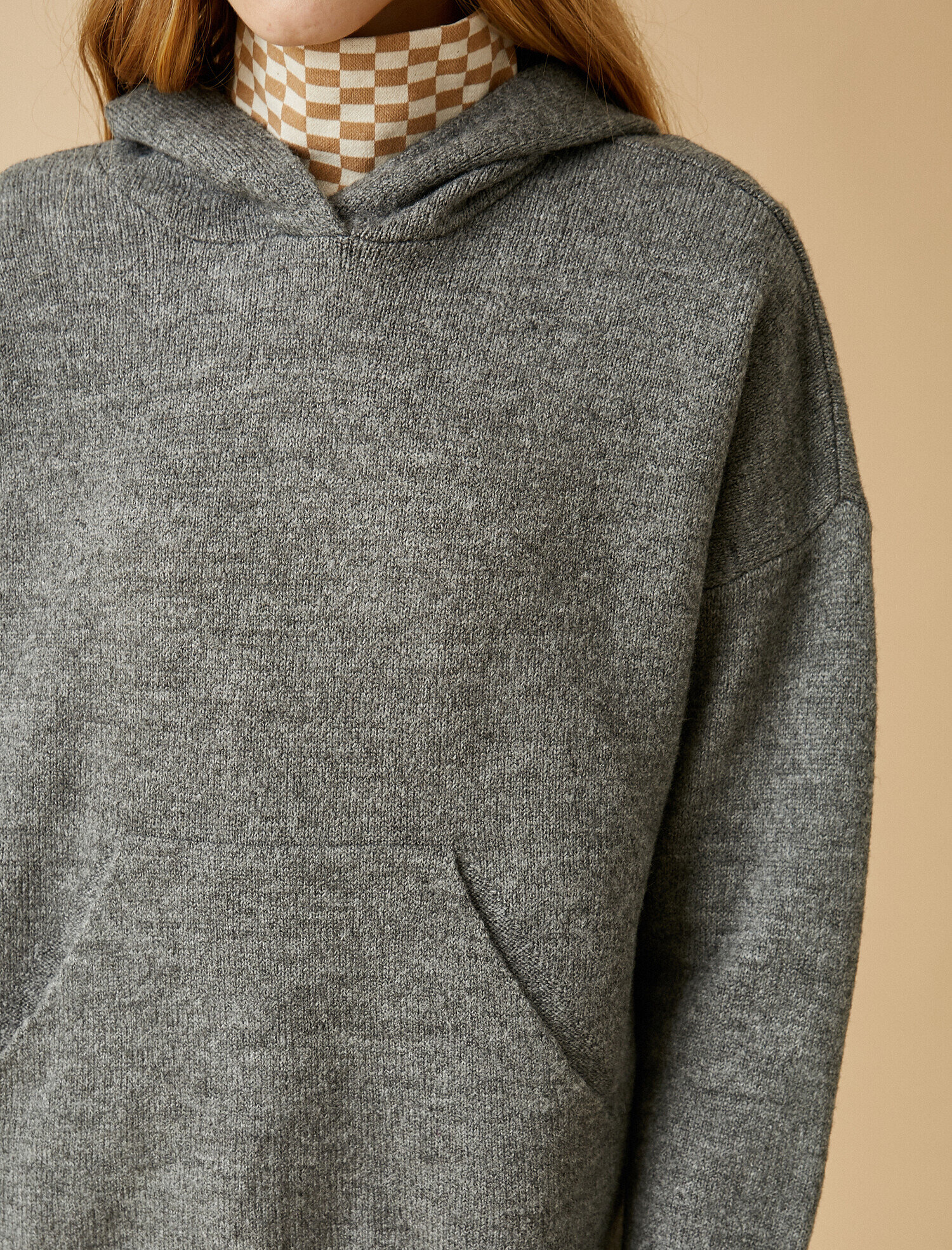   Kapüşonlu Uzun Kollu Cepli Kazak