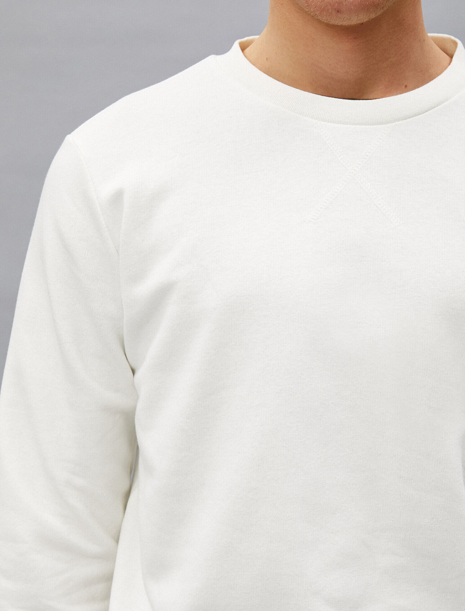 Pamuklu Basic Bisiklet Yaka Uzun Kollu Sweatshirt