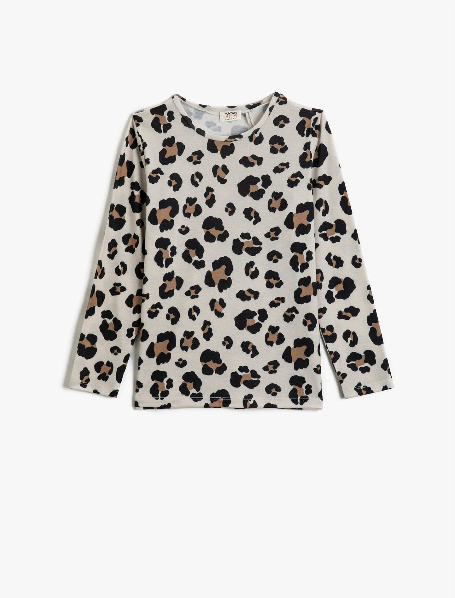  Kız Çocuk Leopar Desenli Uzun Kollu Tişört