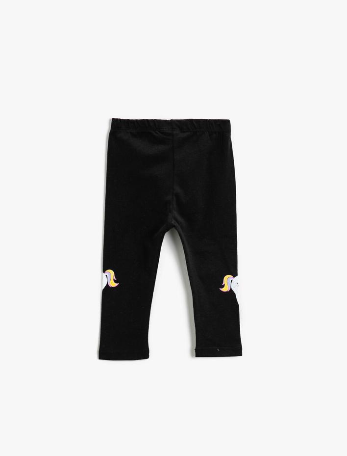 Kız Bebek Unicorn Baskılı Beli Lastikli Tayt