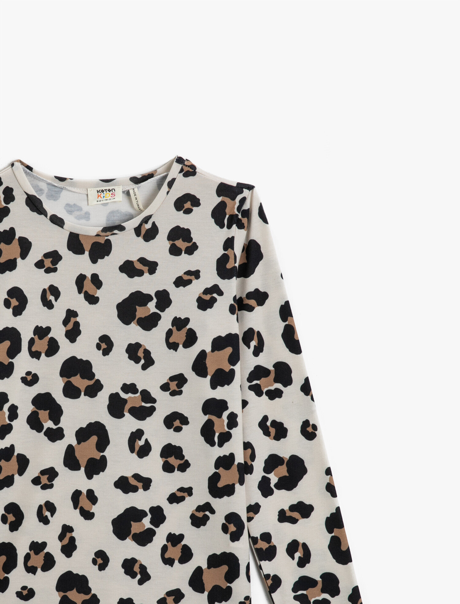  Kız Çocuk Leopar Desenli Uzun Kollu Tişört