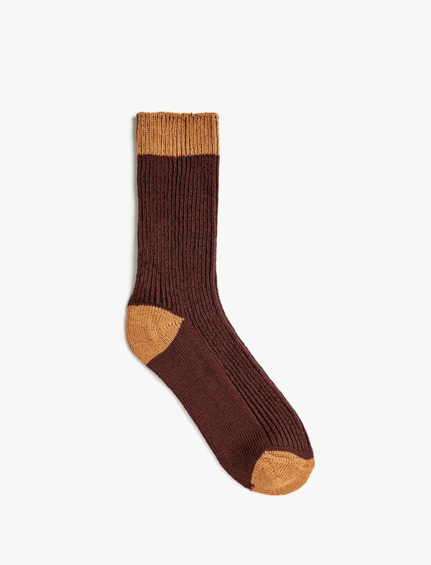  Kadın Şerit Detaylı Fitilli Çorap