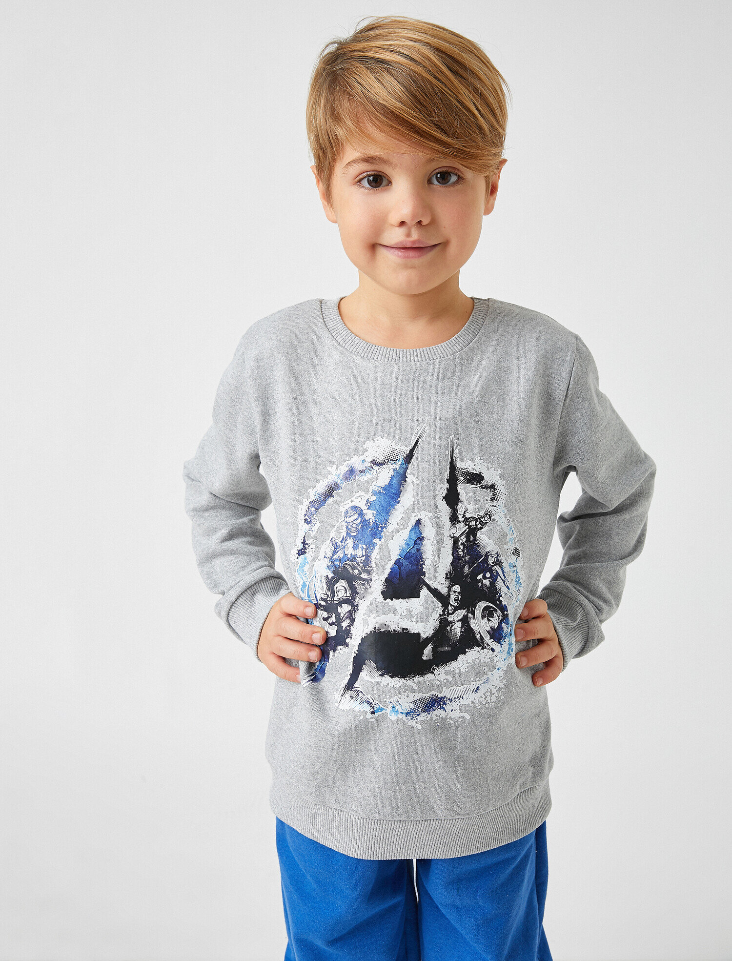  Erkek Çocuk Marvel Lisanslı Baskılı Sweatshirt Bisiklet Yaka