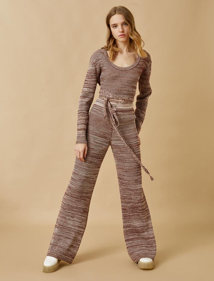  Yüksek Bel Triko Pantolon