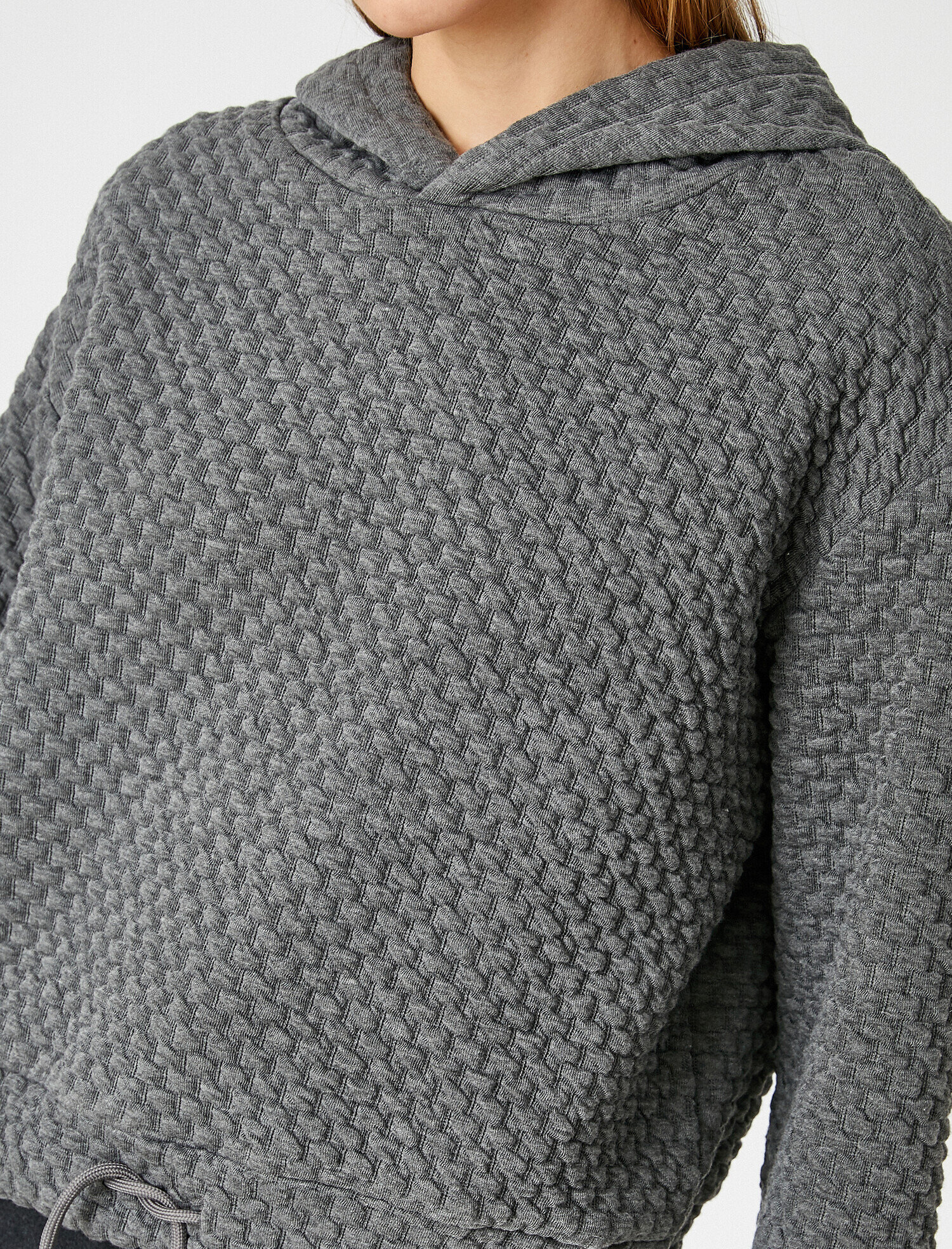   Kapüşonlu Kapitone Uzun Kollu Sweatshirt