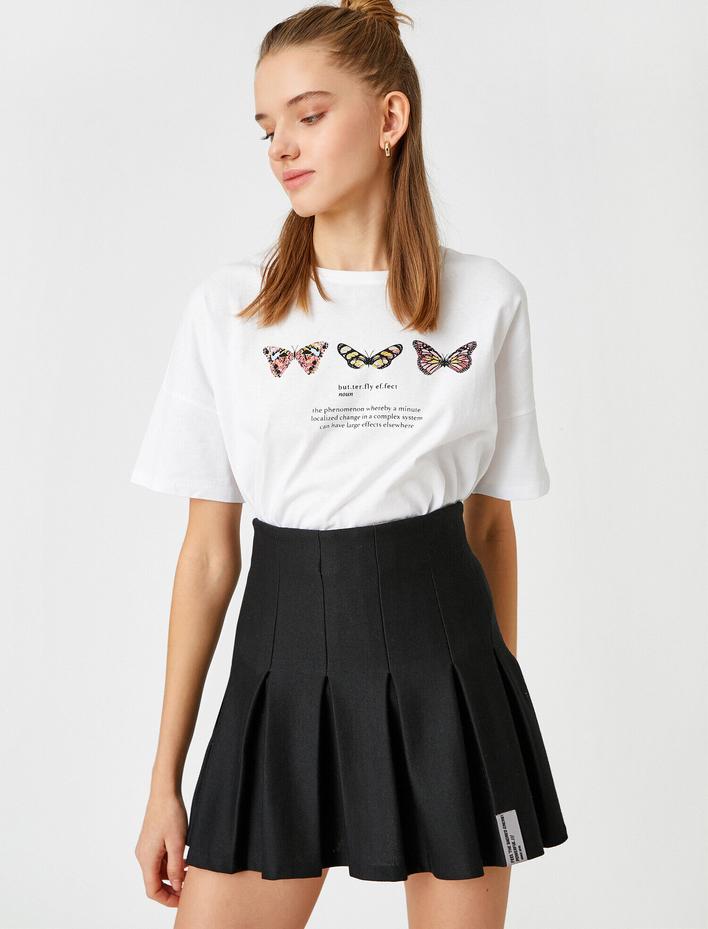  Baskılı Kısa Kollu Pamuklu Tişört