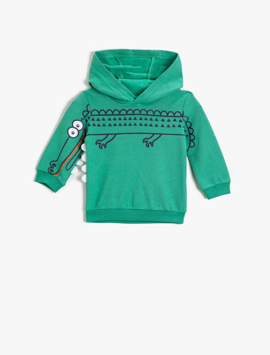 Erkek Bebek Timsah Baskılı Sweatshirt Pamuklu