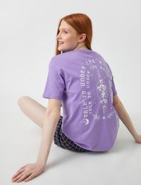 Bisiklet Yaka Kısa Kollu Baskılı Tişört