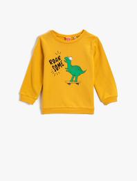 Dinozor Baskılı Sweatshirt Pamuklu