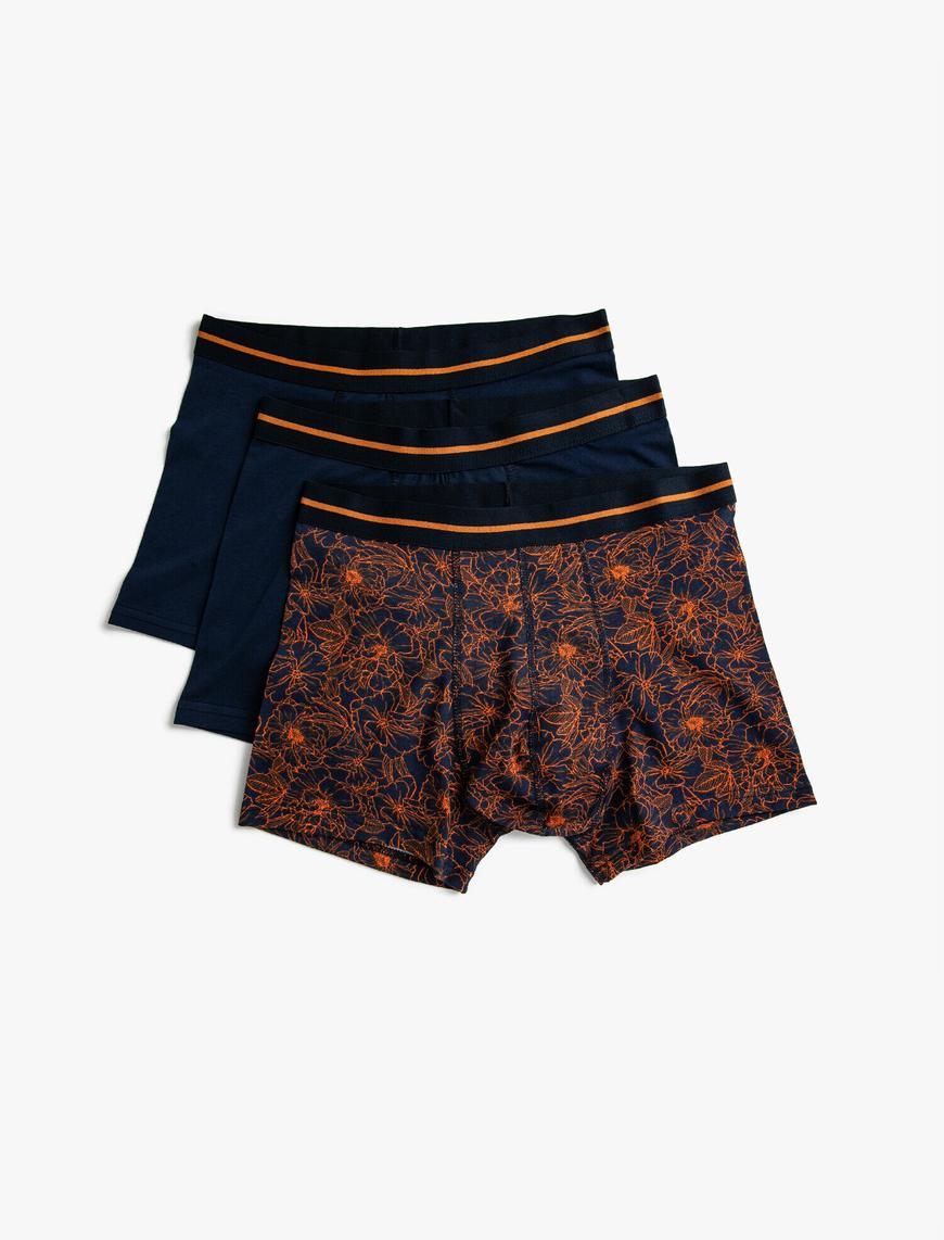   Desenli Pamuklu Basic 3'lü Boxer Seti