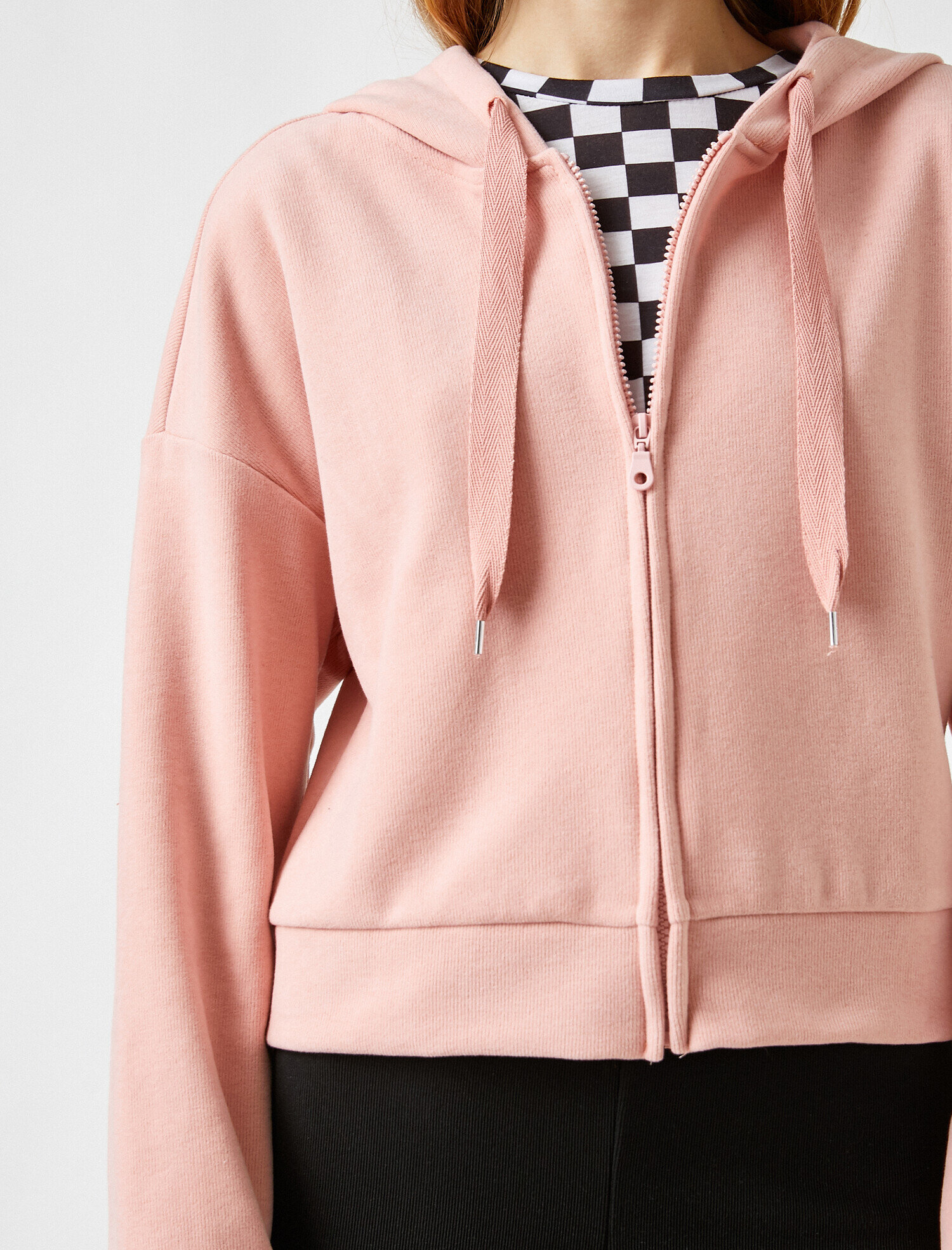   Fermuarlı Kapüşonlu Cepli Sweatshirt